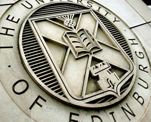 Photo of the University crest carved in stone