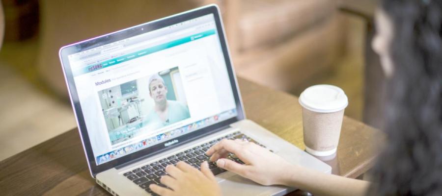 woman working at laptop