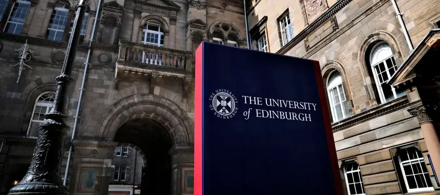 The University of Edinburgh sign outside Old College