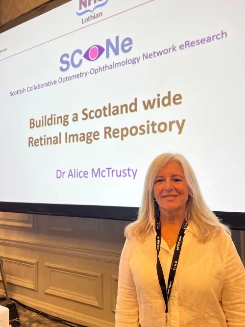 Dr Alice McTrusty presenting at the Scottish Vision Strategy conference 2025