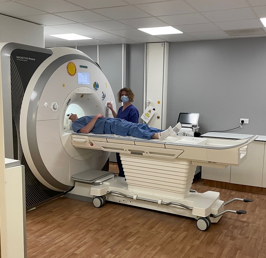 Study participant in the MR scanner at the Edinburgh Imaging Facility RIE.