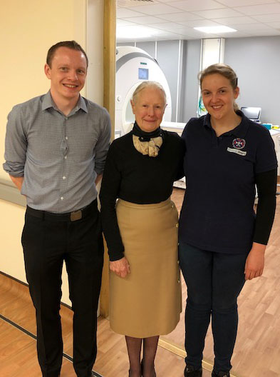 Dr Gordon Blair with our final volunteer for Investigate@SVD and our radiographer Isla Mitchell. 