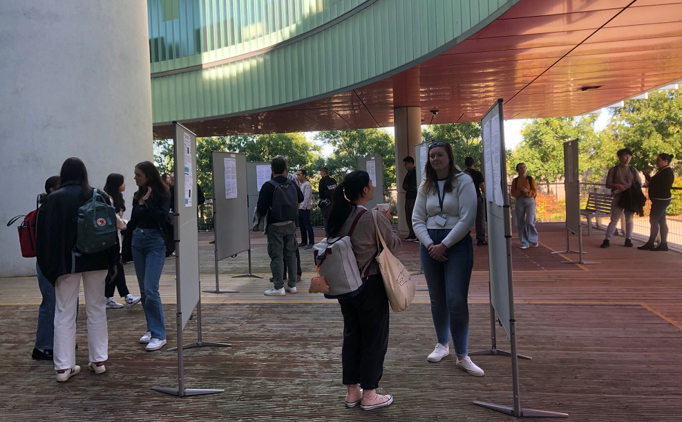 MScR students and IRR group leaders at the project poster session in the CRM garden area.